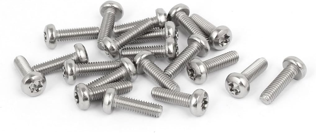 M4 x 14mm 316 Stainless Steel Round Torx Head Machine Screw Silver Tone 20pcs