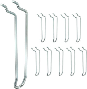 10 Pcs Pegboard Hooks, 5.1 Inch Peg Board Hooks Kit Fit 1/6" Pegboard Garage for Hanging Shelving Tool Storage Craft Organizing, Silver Tone