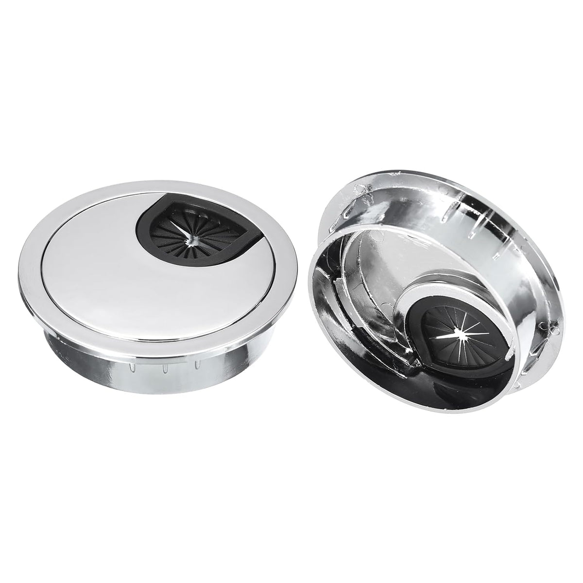Cable Hole Cover, 2Pcs 2-1/4 Inch ABS Desk Cable Wire Cord Grommet Hole Cover for Office Computer Desk Wire Organizer, Silver