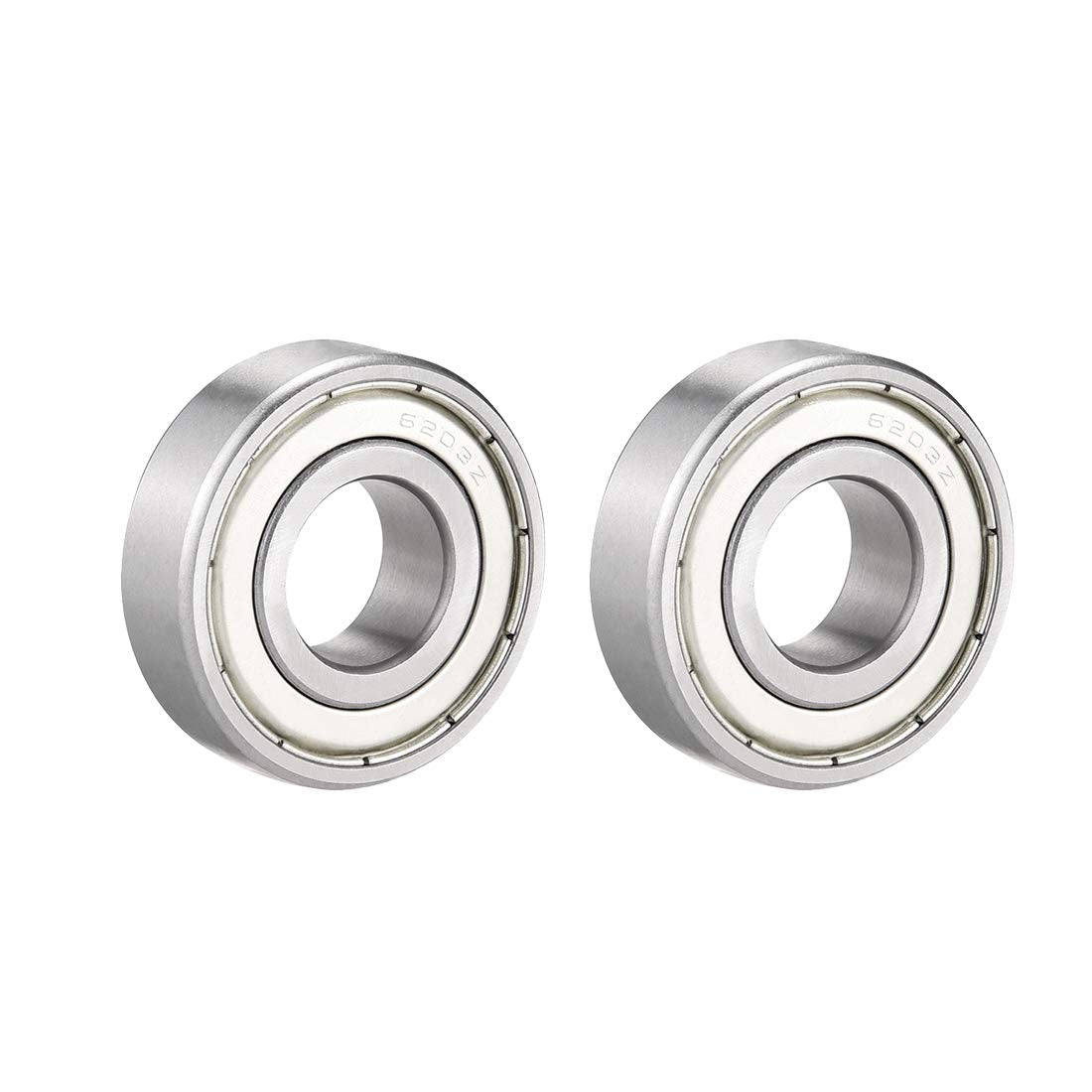 6203Z Deep Groove Ball Bearing Single Shield 60203, 17mm x 40mm x 12mm Chrome Steel Bearings (Pack of 2)
