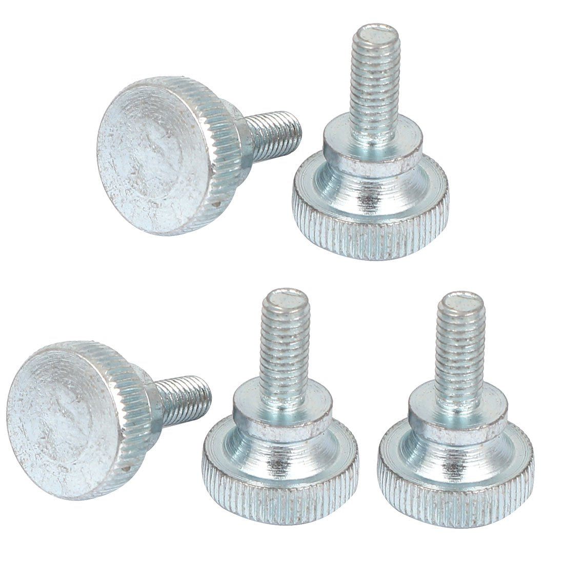 a16050300ux0542 M5x12mm Carbon Steel Metric Flat Knurled Head Thumb Screws Bolts 5 Pcs (Pack of 5)