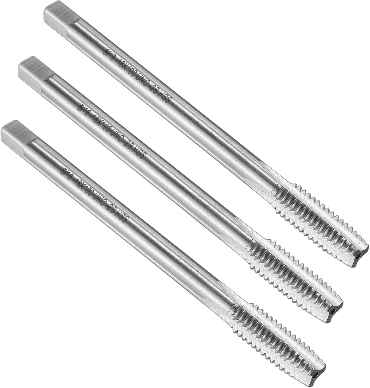 3pcs Straight Flute Screw Taps 5/16-18 UNC 2B Thread 4" Extra Long HSS6542 Machine Threading Milling Tap Tapping Tools