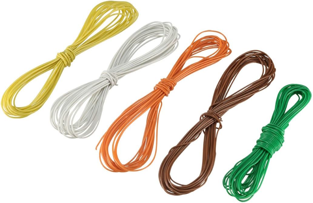 5 Pcs Wrapping Wire Tin Plated Copper Wire PCB Solder Wires Cable P/N DM-30-1000 30 AWG 3 Meters Length for Eletronic Test