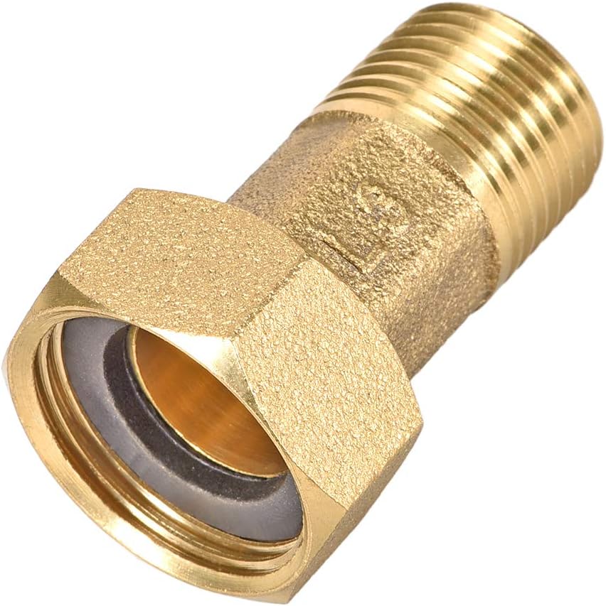 Brass Pipe Fitting, Hex Nipple, G1/2 Male x G3/4 Female Thread Connector Water Meter Coupling 48mm Length