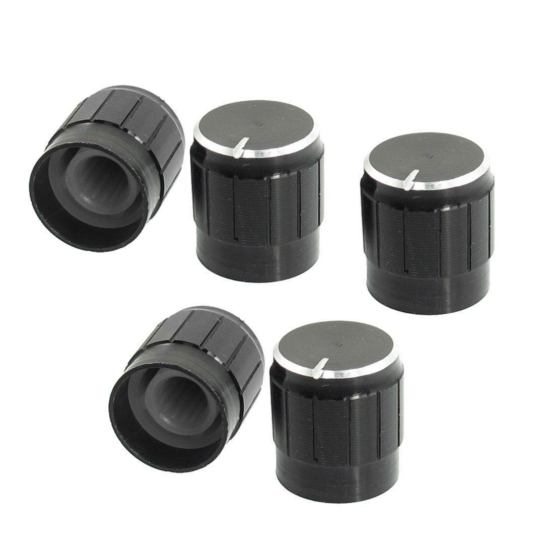 a13041000ux0022 Potentiometer Control Knobs, 5 Piece, Black, Metal 6 mm Knurled Shaft Insert Diameter