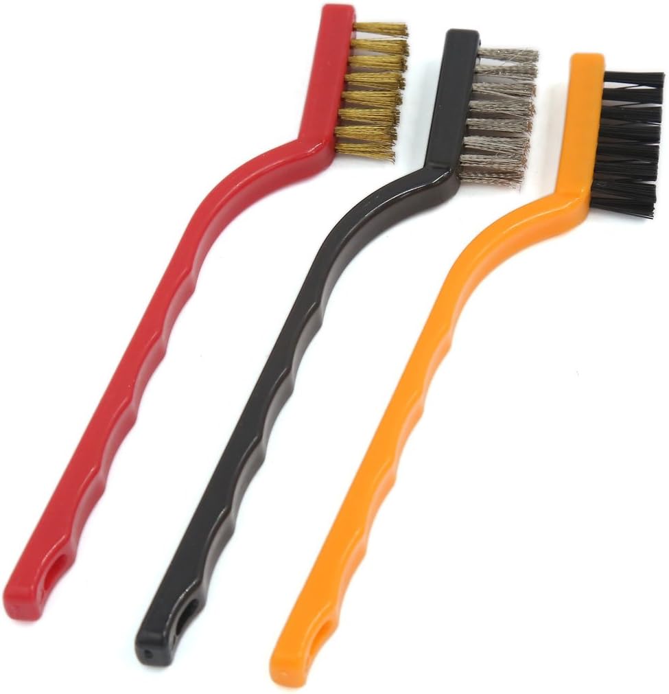 3PCS Handy Brush Stainless Steel Nylon Brass Wire Brushes Set Cleaning Rust Kit