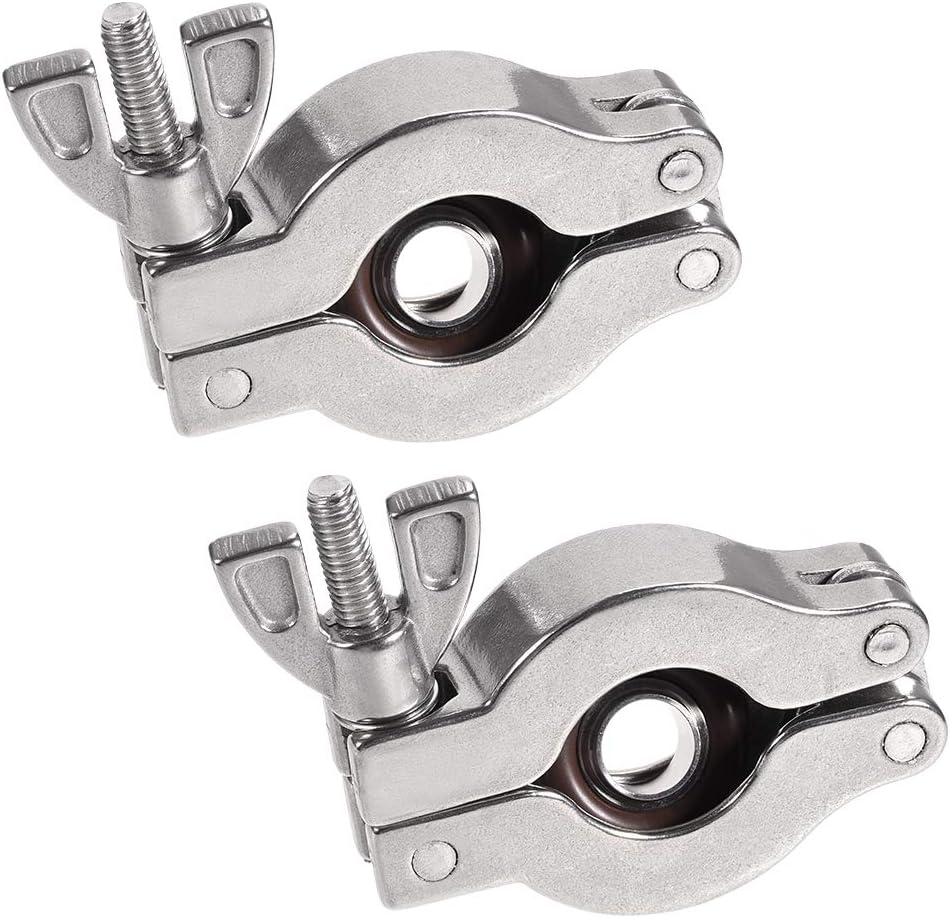 2 Pcs Vacuum Clamp 41mm X 20mm KF16 Single Pin Clamp Wing Nut W Center Ring for Ferrule TC