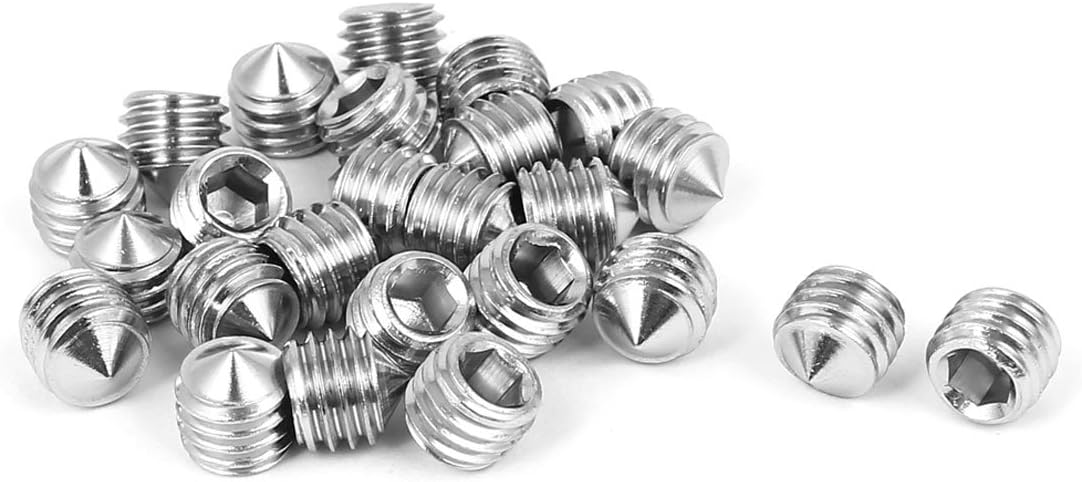 M8x8mm Stainless Steel Cone Point Hex Socket Grub Screws 25pcs