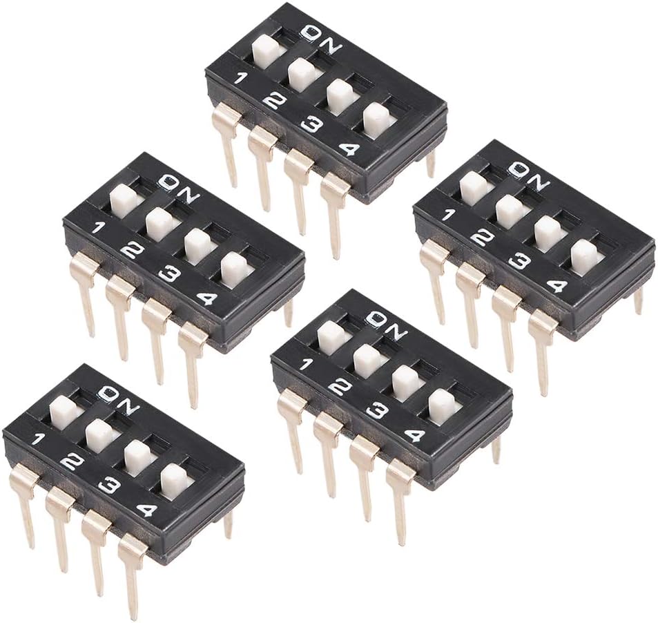 5 Pcs Black DIP Switch 1 2 3 4 Positions 2.54mm Pitch for Circuit Breadboards PCB