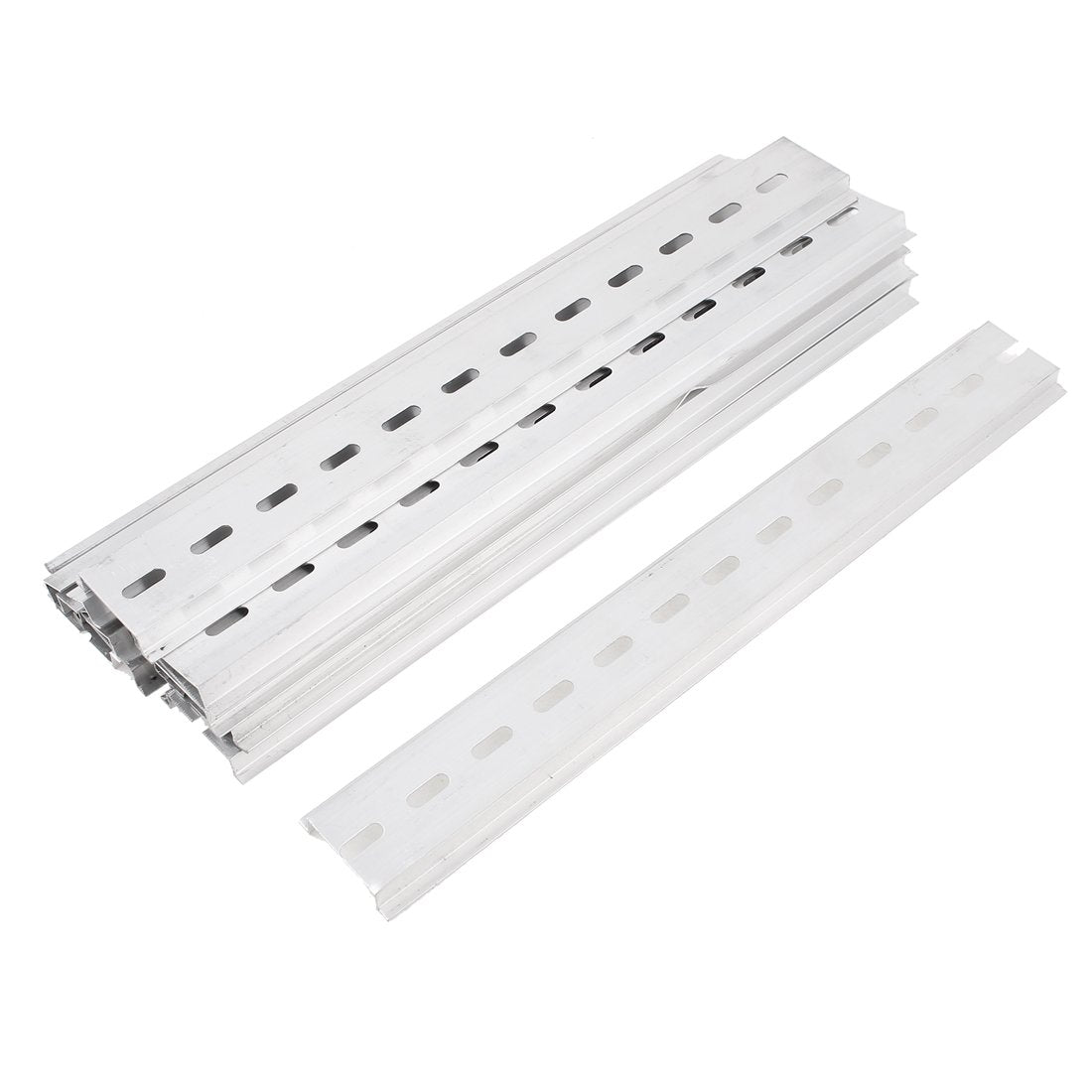 Circuit Breaker Aluminum U-Groove Slotted DIN Rail 25cm 14Pcs