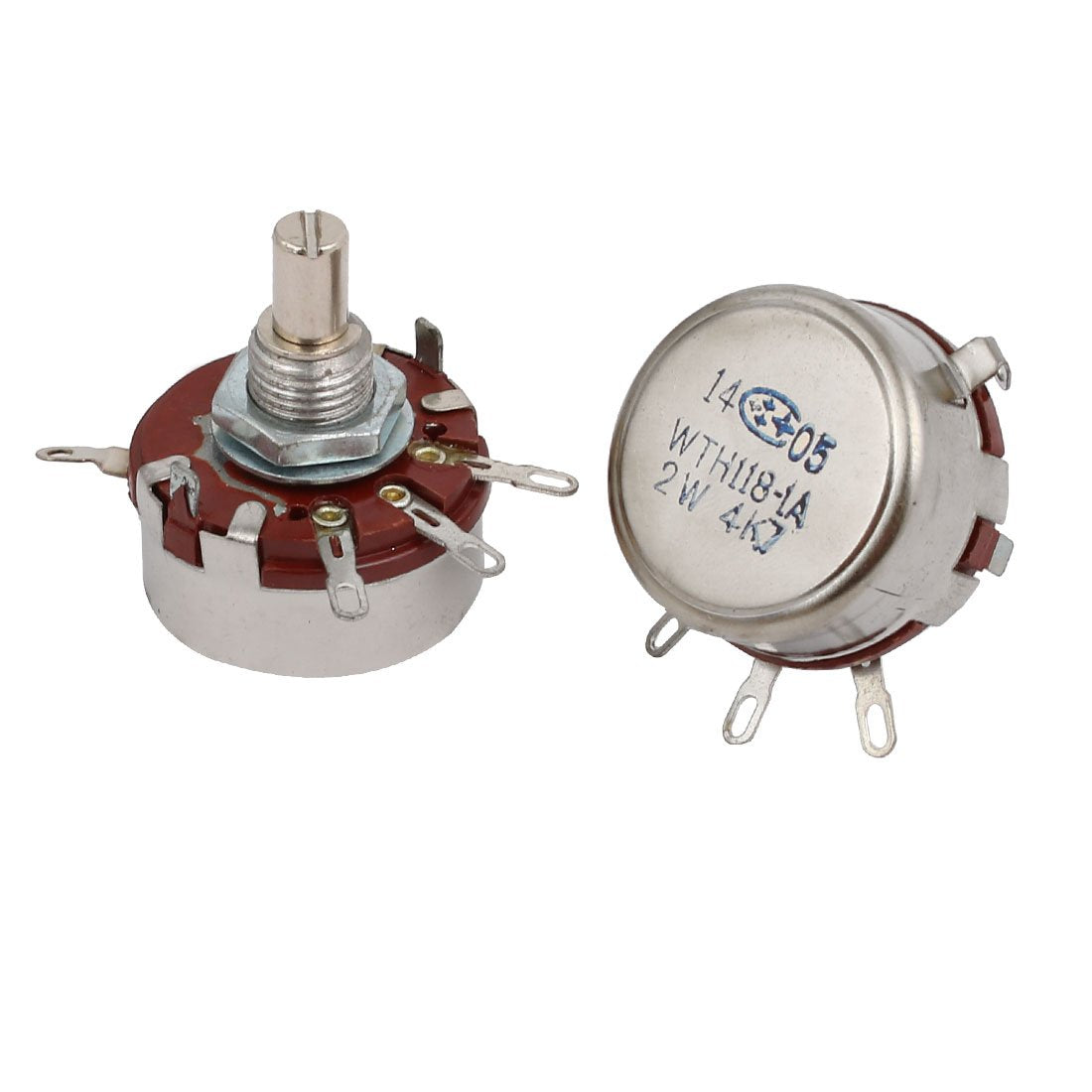2 Pcs WTH118-1A 2W 4.7K Ohm Single Turn Rotary Taper Carbon Potentiometer
