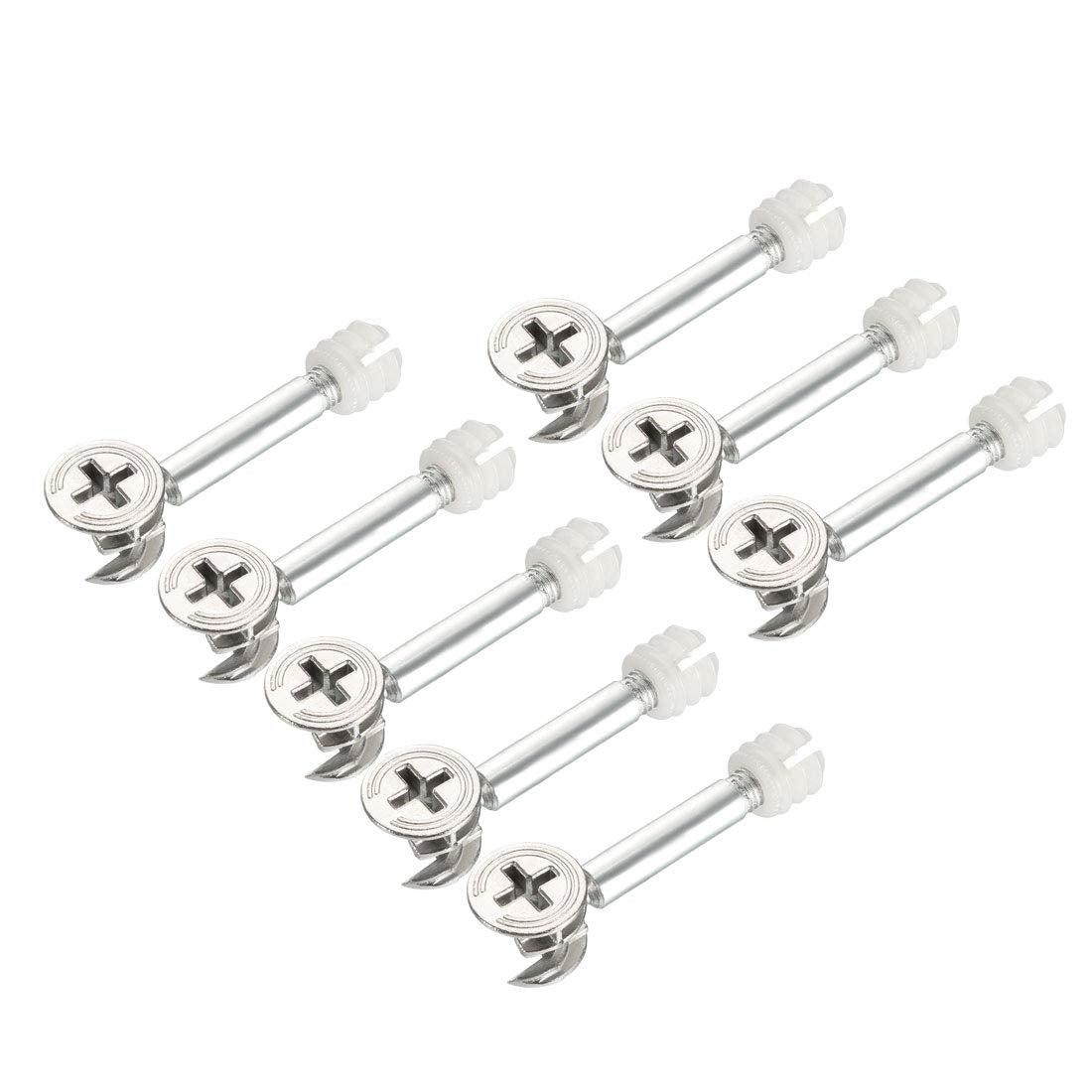 3-in-1 Furniture Connecting Kit 15mm Outer Dia Cam Fitting, M6x40mm Dowel Screws, 10.7mm OD Pre-Inserted Nut 8 Sets