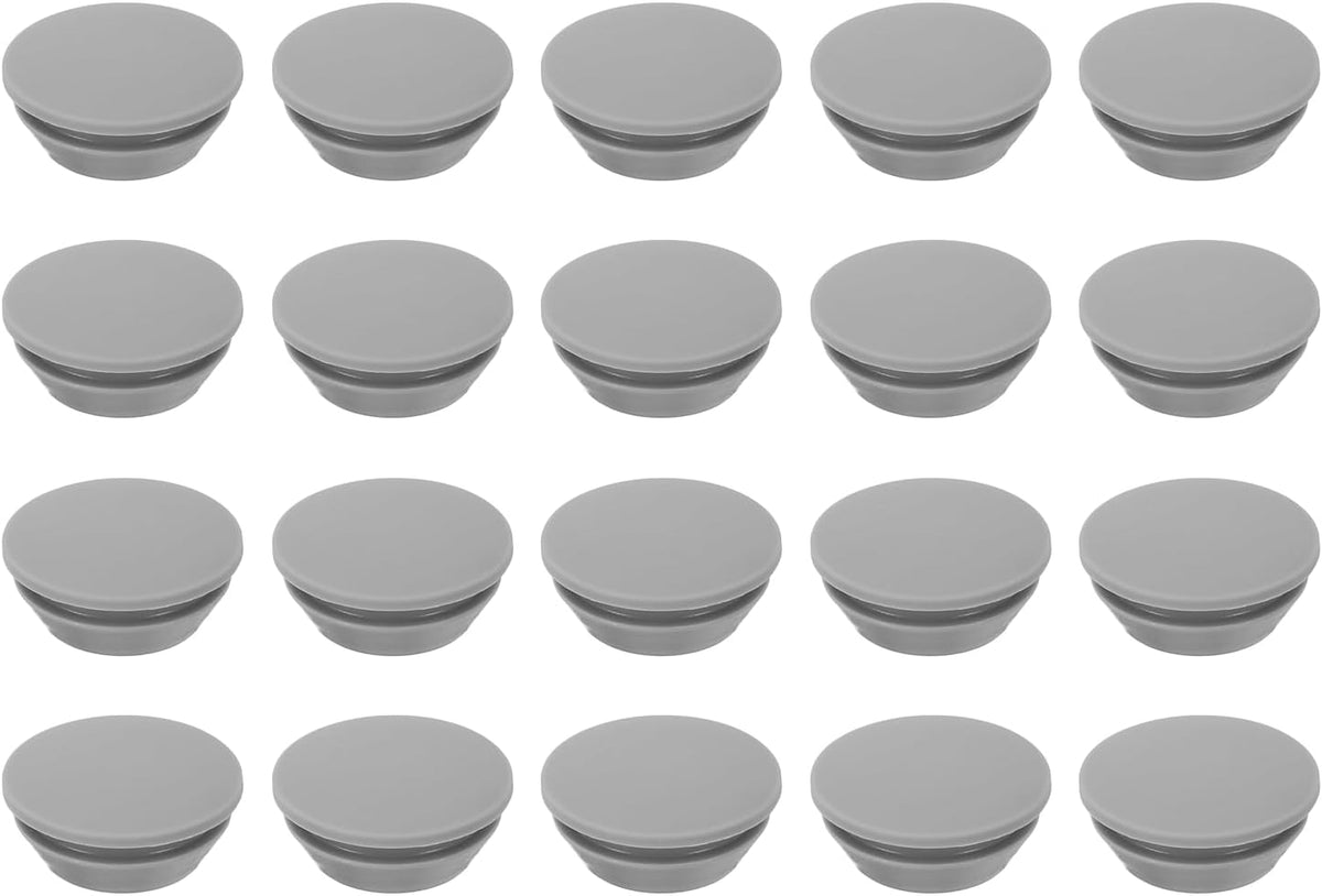 20Pcs Snug Plugs, Rubber Hole Plugs Round Soft Flexible Stopper Fit 16mm (0.63 Inch) Hole Dia., Waterproof Silicone Plug for Round Holes Sealing Kitchen Furniture, Gray