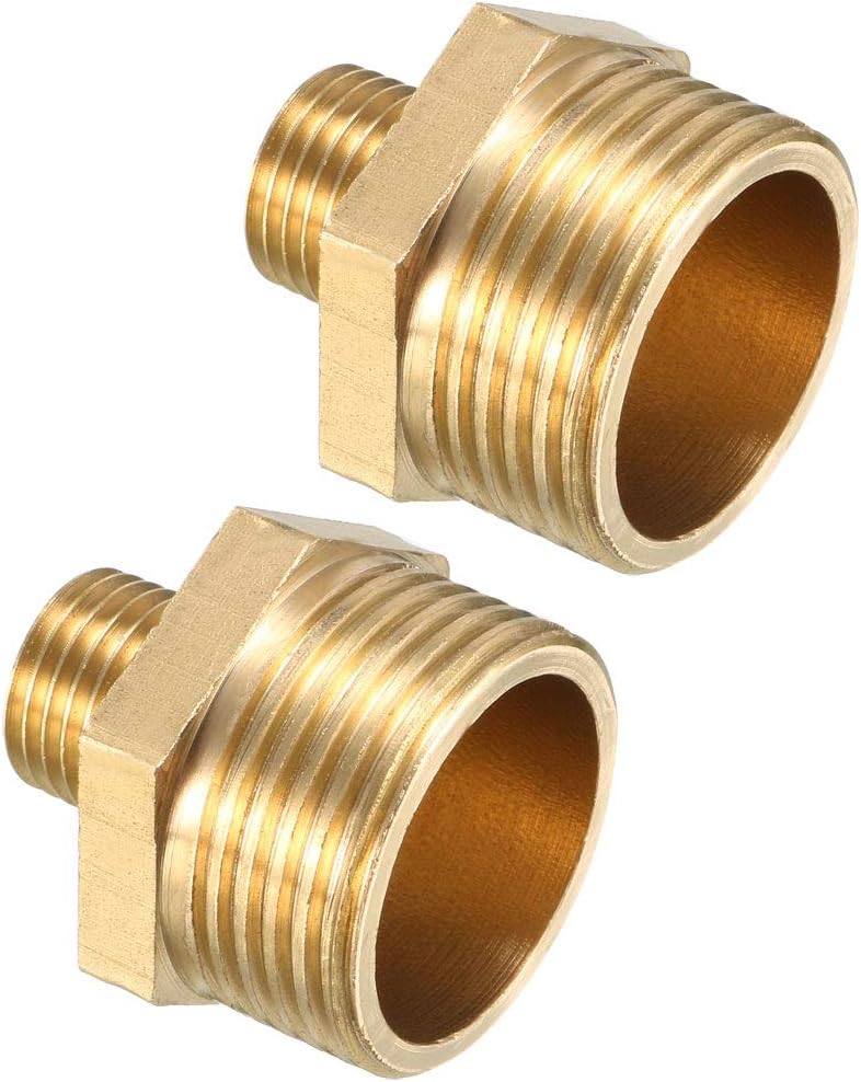 Brass Pipe Fitting Reducing Hex Nipple 3/4 BSP Male X 1/4 BSP Male Adapter 2pcs
