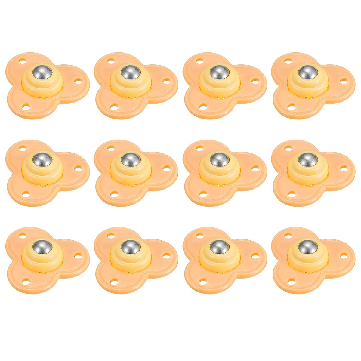 Adhesive Caster Wheels, 12Pcs Mini Swivel Wheels, 360 Degree Rotation Universal Sticky Pulleys for Moving Trash Can, Storage Box (Orange)