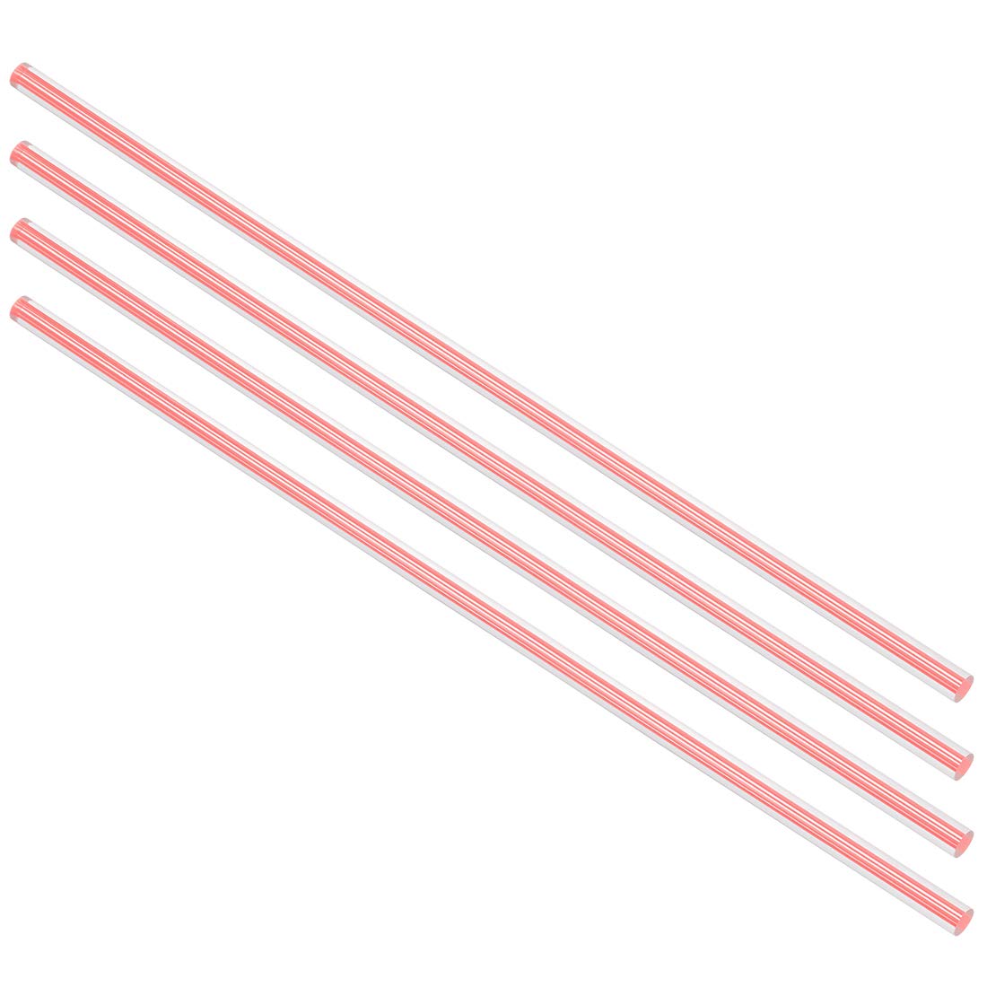 Acrylic Round Rod,1/4 Diameter 10 Inch Length,Straight Pink Line,Solid Plastic PMMA Bar Stick 4pcs
