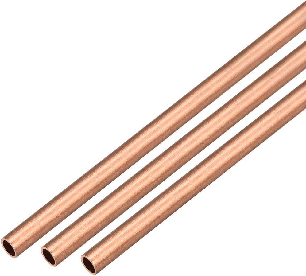 3Pcs Copper Round Tube Pipe 6mm Outside Diameter x 5mm Inside Diameter 500mm Long