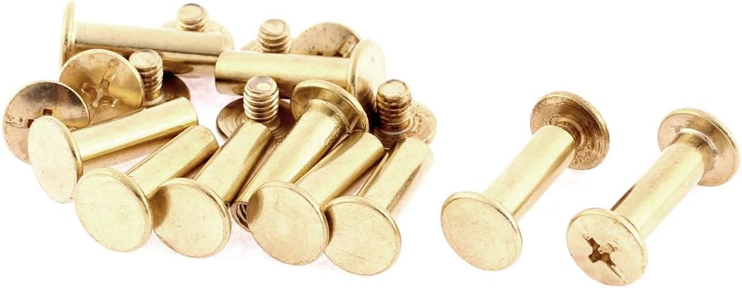 LinkMejor Album Scrapbook 5mmx15mm Brass Plated Binding Chicago Screw Post 10pcs