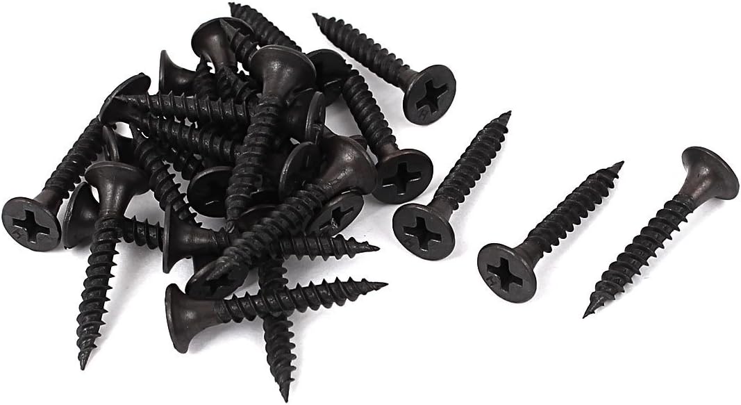 M3.5x25mm Phillips Flat Head Self Tapping Screws Black 25pcs