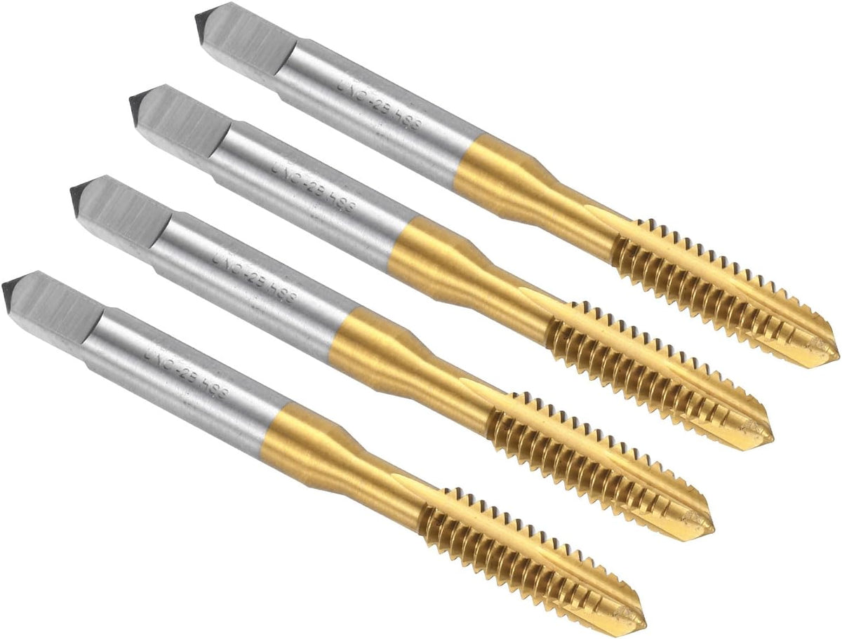 Spiral Point Plug Threading Tap 1/4-20 UNC Thread, Ground Threads H2, High Speed Steel 6542, Titanium Coated, Screw Taps Tapping Bit for Thread Repair, 4pcs