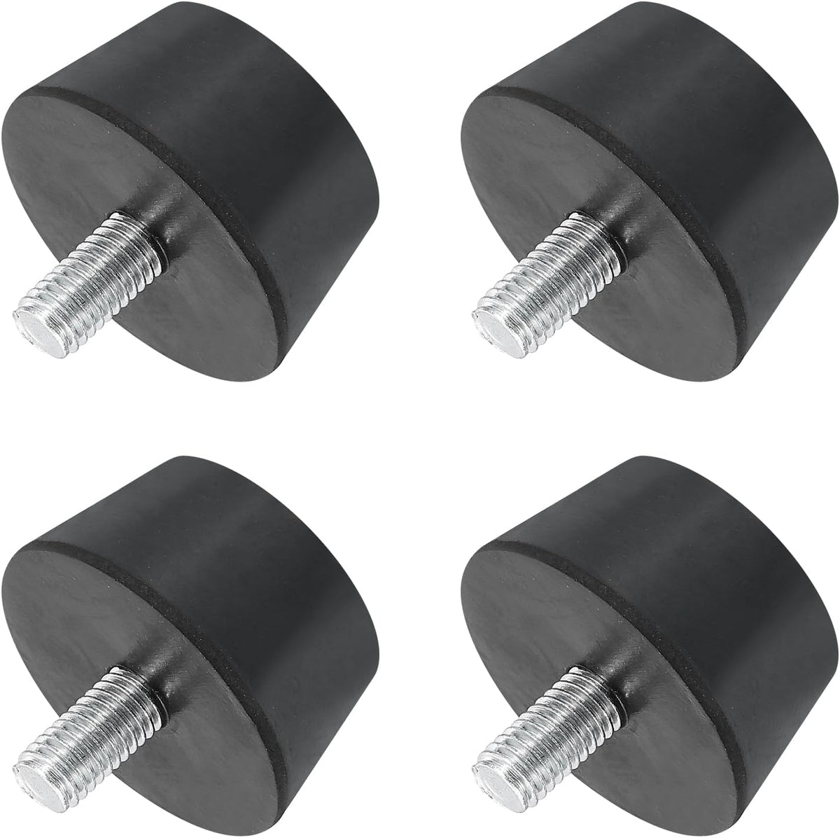 4Pcs Rubber Vibration Isolators Mounts Rubber Shock Absorber Mounts, 1.5" x 0.79" Conical Studs with M8 x 15mm Threaded, Silent Block for Air Compressors, Motor, Engines, Black
