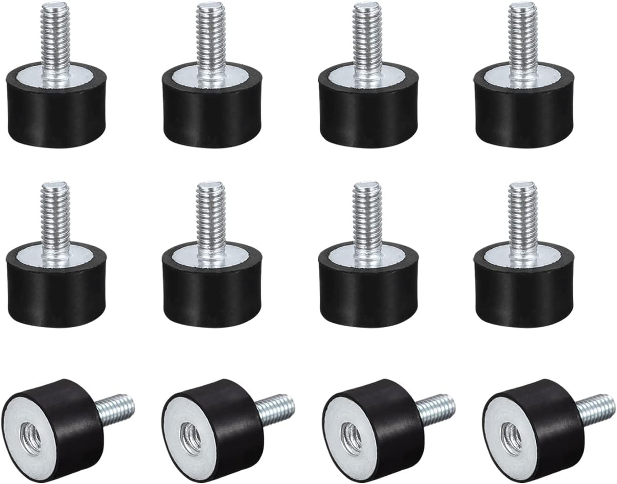 Rubber Mounts 12pcs M4 Male/Female Vibration Isolator Shock Absorber, for Garage Motor Air Compressor Car Boat Bobbins, D15mmxH10mm