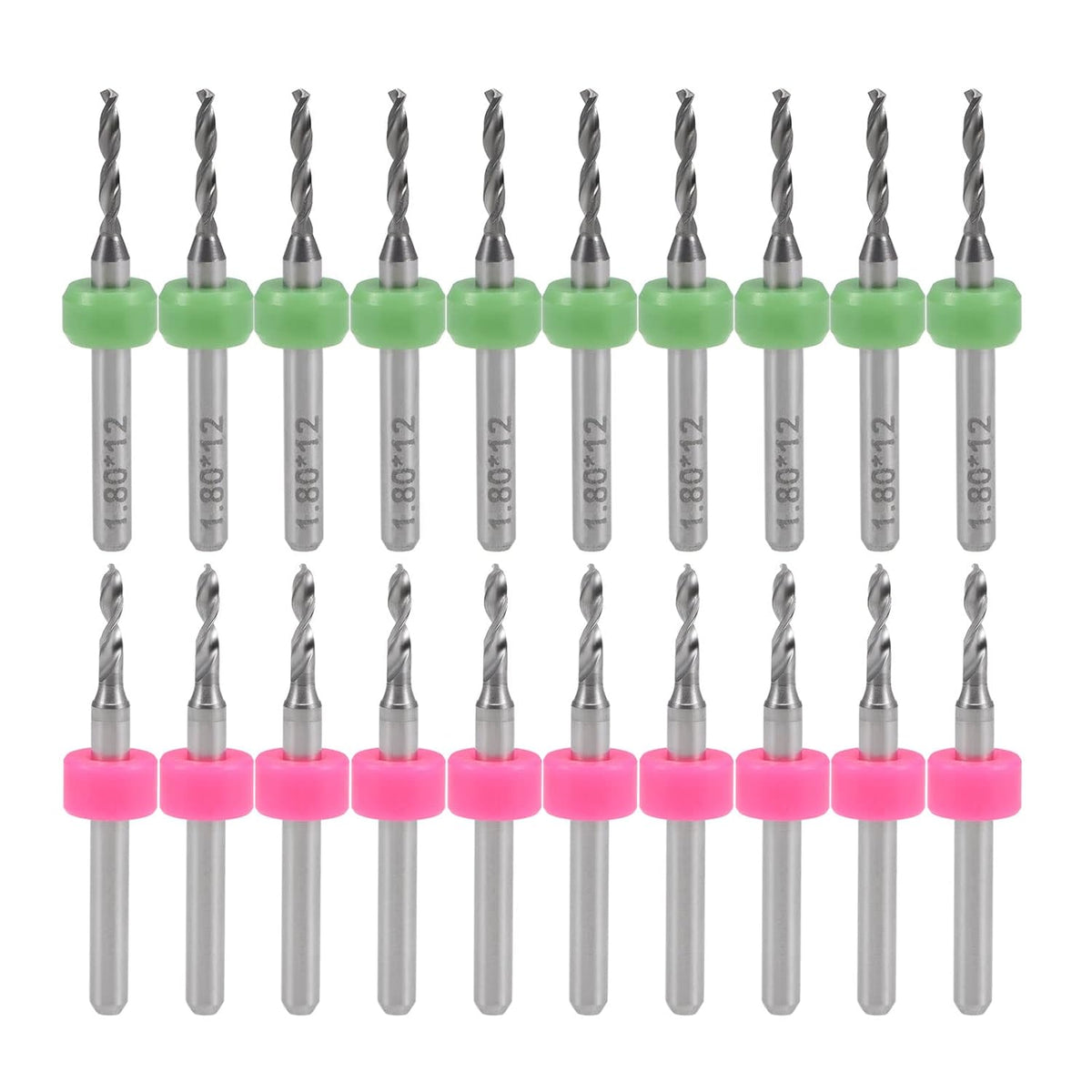 PCB Drill Bits 1.8mm & 1.9mm Tungsten Carbide Rotary Tool Jewelry CNC Engraving Print Circuit Board Micro Drill Bits 1/8 Inch Shank 20 Pcs