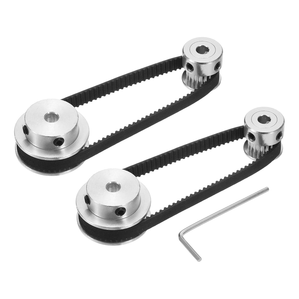 2 Set GT-2 Synchronous Wheel 20&40 Teeth 5mm Bore, Aluminum Alloy Timing Pulley Wheel with 2Pcs Length 200mm, Width 6mm Belt for 3D Printer, CNC Machine (20-40T-5B-6)
