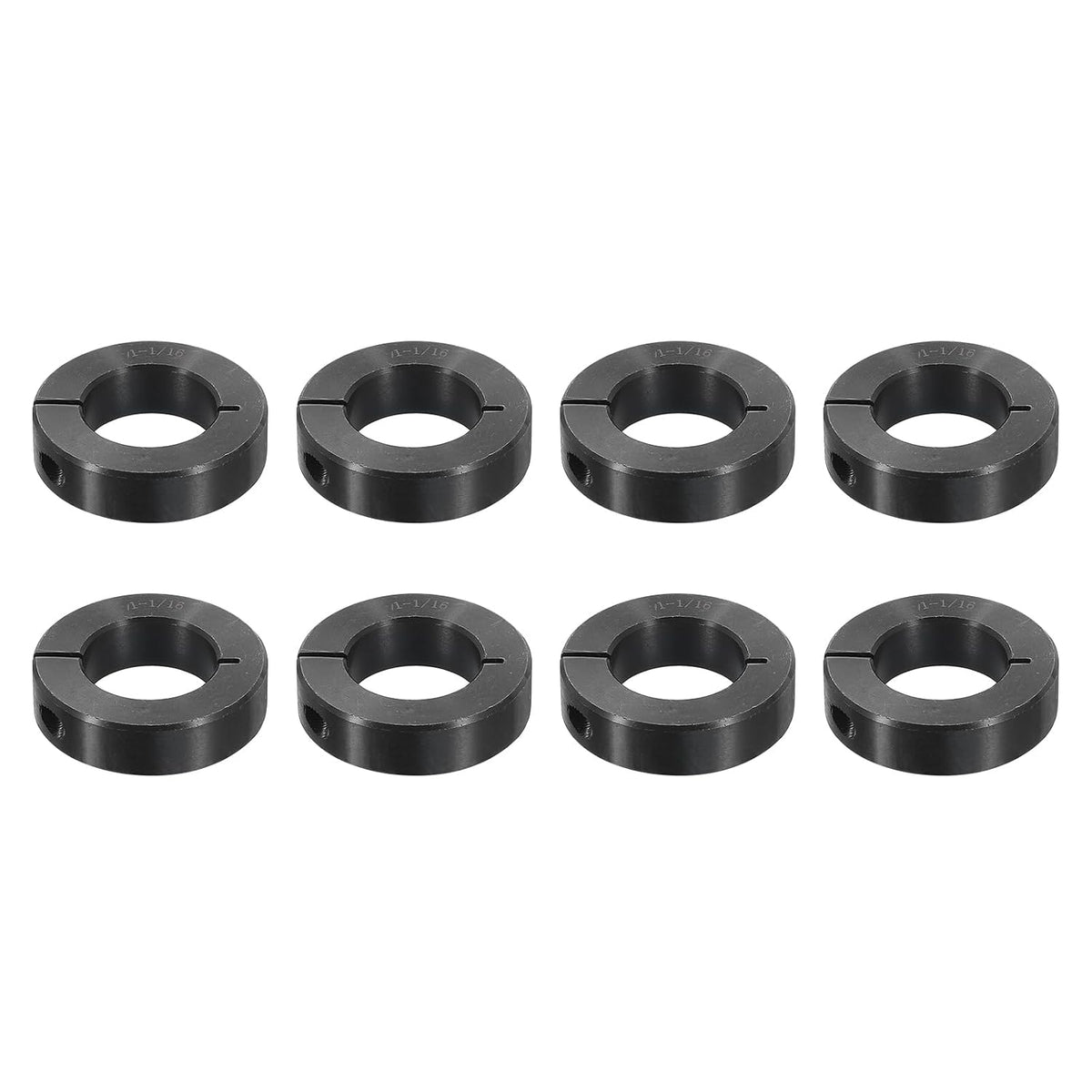 8pcs Single Split Shaft Collar 1-1/16" Bore One-Piece Clamping Collar, 1-7/8" OD, 1/2" Thickness, Black Oxide Steel Set Screw Lock Collar Clamp