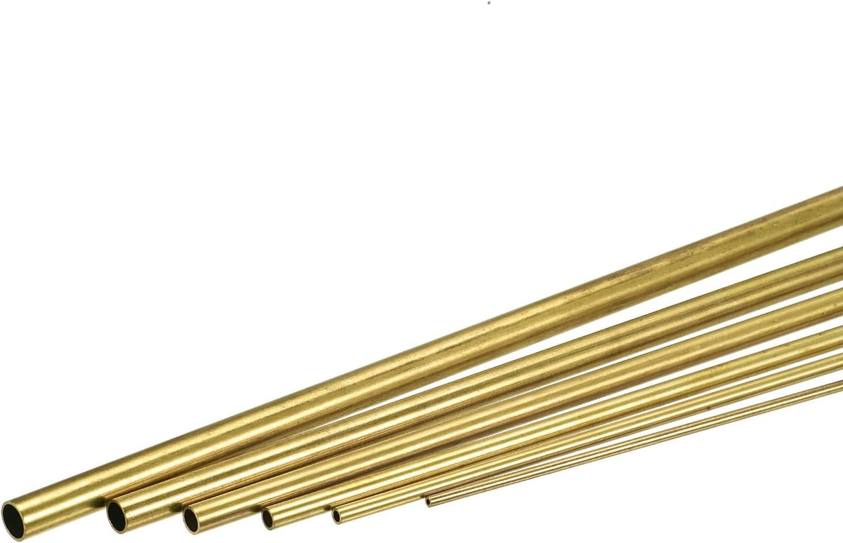 Brass Tube, 2mm 3mm 4mm 5mm 6mm 7mm OD x 0.5mm Wall Thickness 300mm Length Metal Tubing, Pack of 6