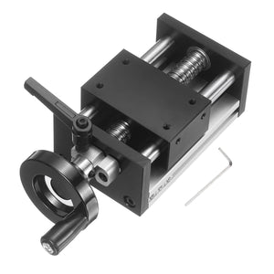 50mm Effective Stroke Length Manual Sliding Table, Double Optical Axis Slide Rail, BallScrew SFU1605, 16mm Diameter 5mm Pitch, 1 Start, Moved 5mm/Cycle, for CNC Machine