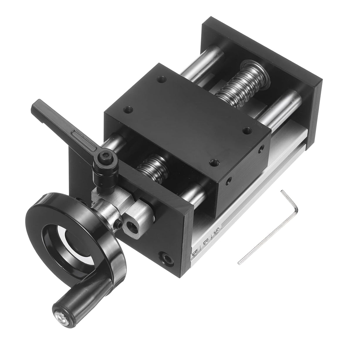50mm Effective Stroke Length Manual Sliding Table, Double Optical Axis Slide Rail, BallScrew SFU1605, 16mm Diameter 5mm Pitch, 1 Start, Moved 5mm/Cycle, for CNC Machine