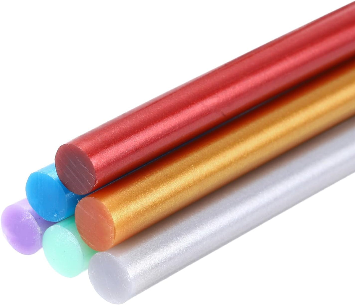 6pcs Hot Glue Sticks 0.28 inch x 8 inch Large Glue Sticks, 200 x 7mm Metallic Multicolor