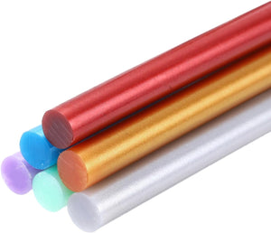 6pcs Hot Glue Sticks 0.28 inch x 8 inch Large Glue Sticks, 200 x 7mm Metallic Multicolor