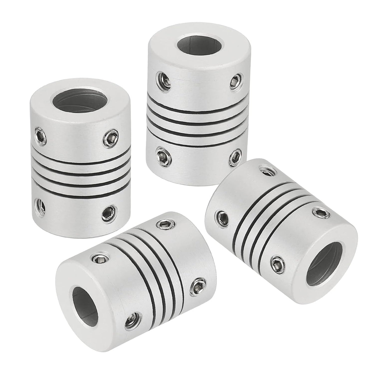 4Pcs Flexible Couplings 6.35mm to 8mm Aluminum Alloy Joint Connector, Flexible Shaft Couplings Motor Coupler for 3D Printer CNC Machine Motor Guide DIY Encoder D15 x L20mm