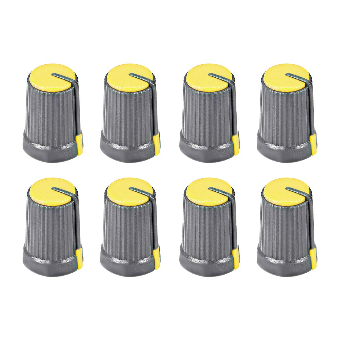8Pcs Potentiometer Volume Control Knob Cap Plastic Yellow 6mm Shaft Dia. Rotary Knob 12mm Dia. X 17mm Height