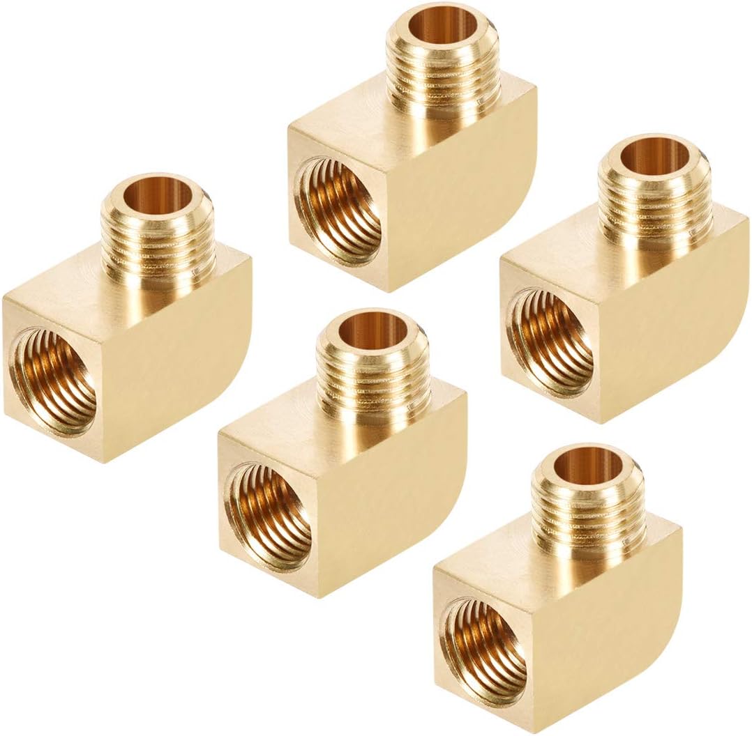 Brass Pipe Fitting 90 Degree Barstock Street Elbow M10 MalexM10 Female Pipe 5pcs