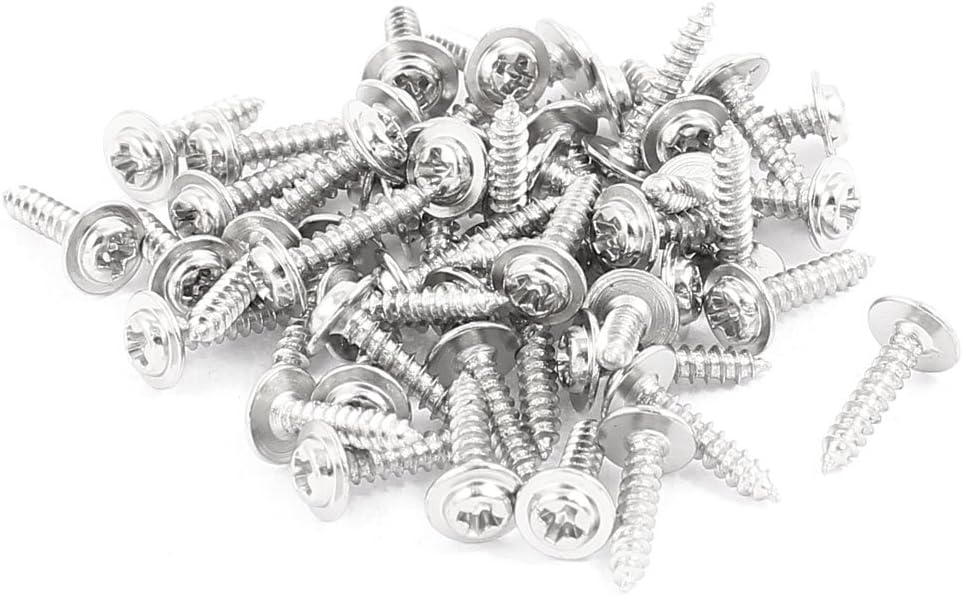 100pcs 10x2mm Stainless Iron Phillips Head Self Tapping Screw(PWA) with Washer