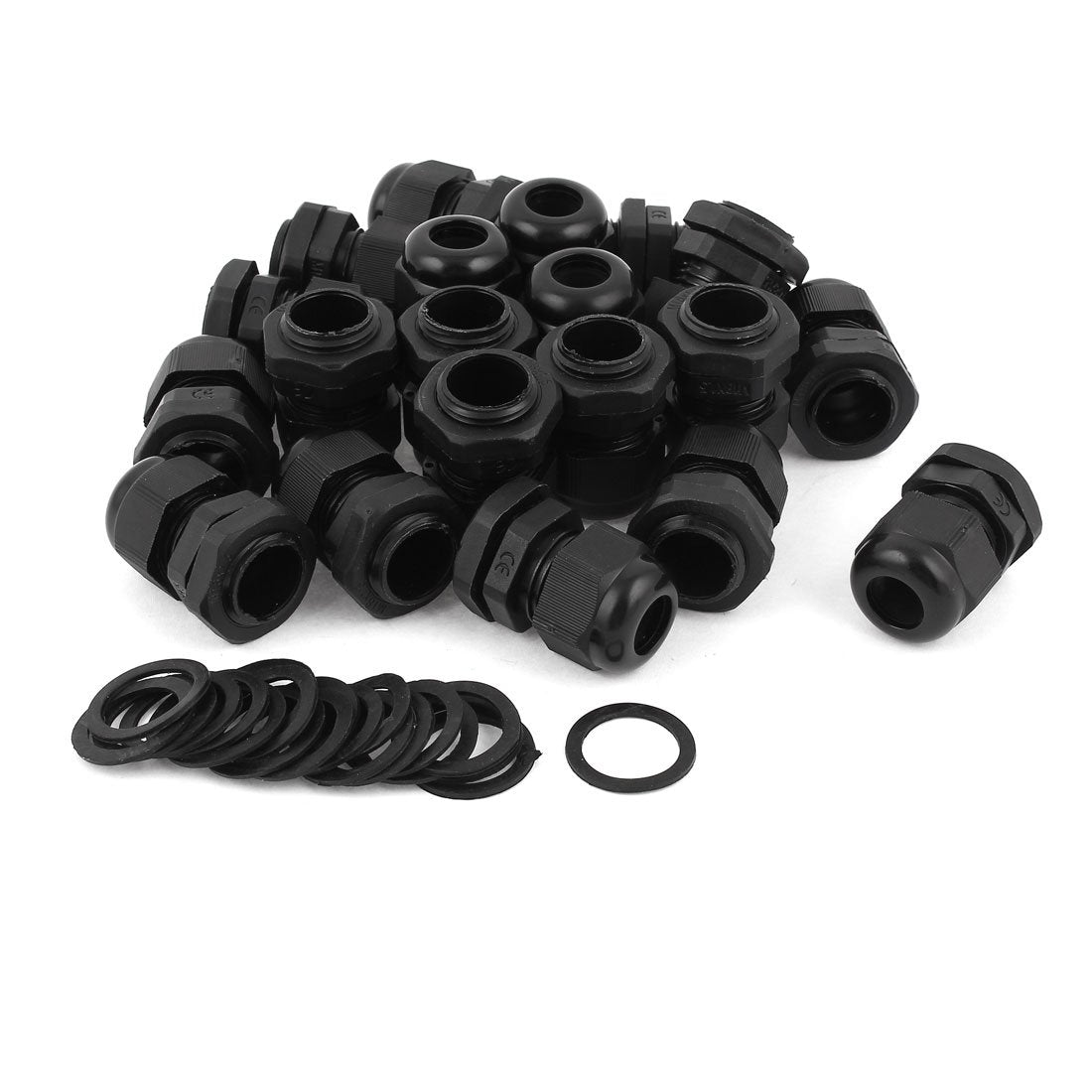 20 Pcs M18x1.5 Plastic 5-10mm Dia Waterproof Cable Glands Connectors