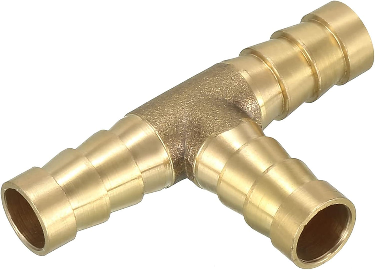 3/8" 10mm Brass Barb Hose Fitting Tee T 3 Way Barbed Connector for Joiner Air Water Fuel Gas Pipe