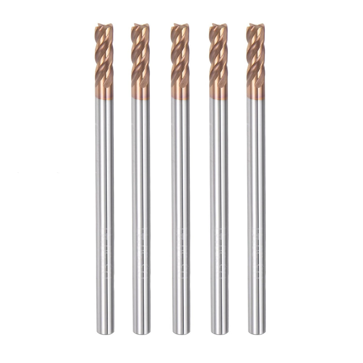 5pcs 3mm Dia 3mm Shank Square Nose End Mill 4 Flutes HRC55 Carbide AlTiN Coated CNC Router Bits Cutter Tools for End Milling CNC Machining