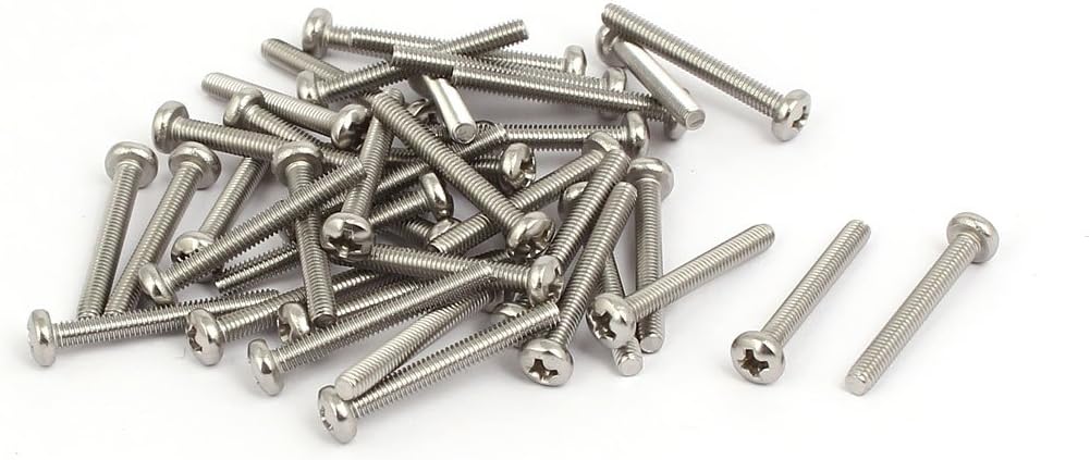 M2.5x20mm 316 Stainless Steel Phillips Socket Pan Head Machine Screws 40pcs