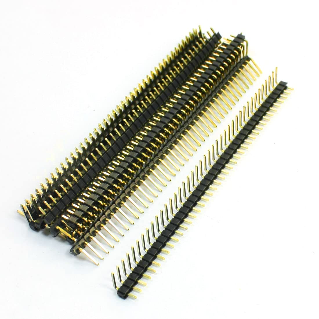 10 Pcs 2.54mm Spacing 40P Right Angle Male PCB Pin Header Gold Tone