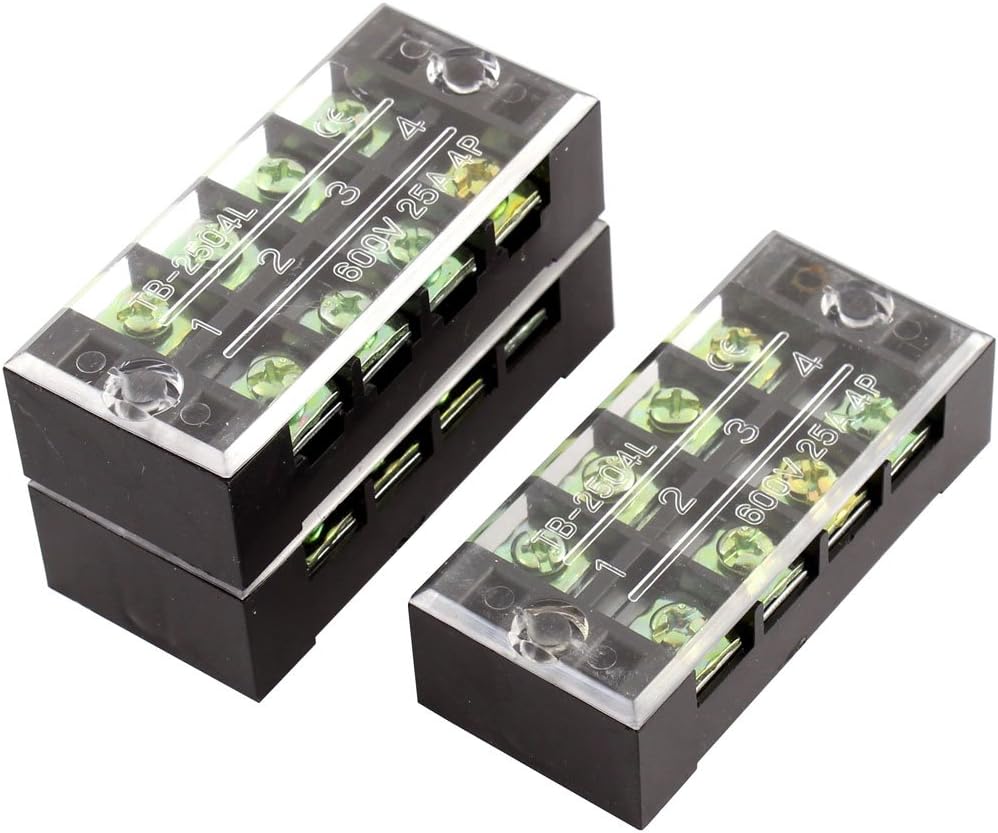 3pcs 4 Positions 2 Rows Screw Terminal Barrier Strip Block 600V 25A