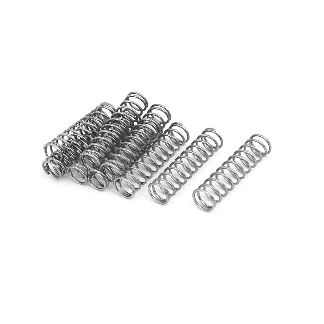 Compression Spring,304 Stainless Steel,10mm OD,1mm Wire Size,40mm Free Length,Silver Tone,10Pcs