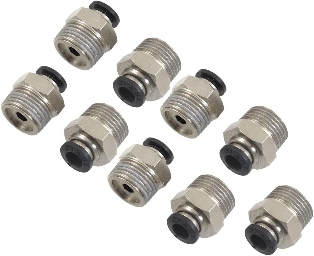 9 Pcs 3/8" PT Male Thread 6mm Push In Joint Pneumatic Connector Quick Fittings