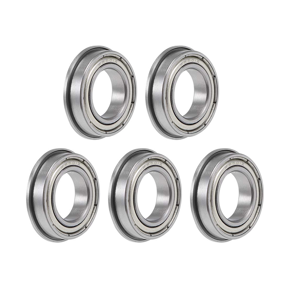 F6801ZZ Flange Ball Bearing 12x21x5mm Shielded Chrome Bearings 5pcs
