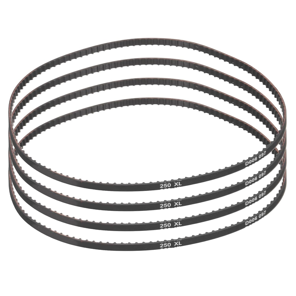 4pcs 250XL 025 Timing Belt 125 Teeth Rubber Geared Cogged Belt, 0.25" Width, 0.20" Pitch Mechanical Replacement Belts