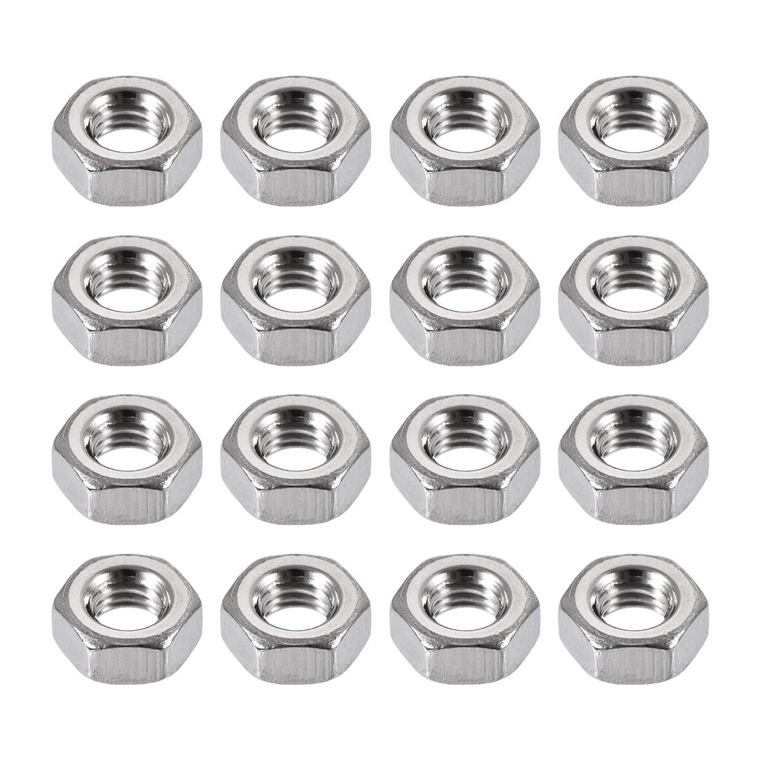 Metric M3.5 Thread Hex Nuts 304 Stainless Steel Fastener DIN934 100pcs