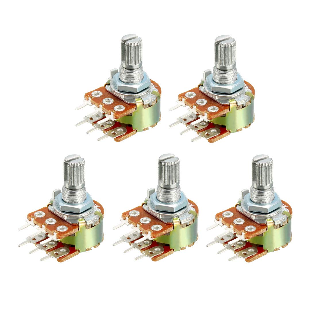 WH148 20K Ohm Variable Resistors Dual Turn Rotary Carbon Film Taper Potentiometer 5pcs